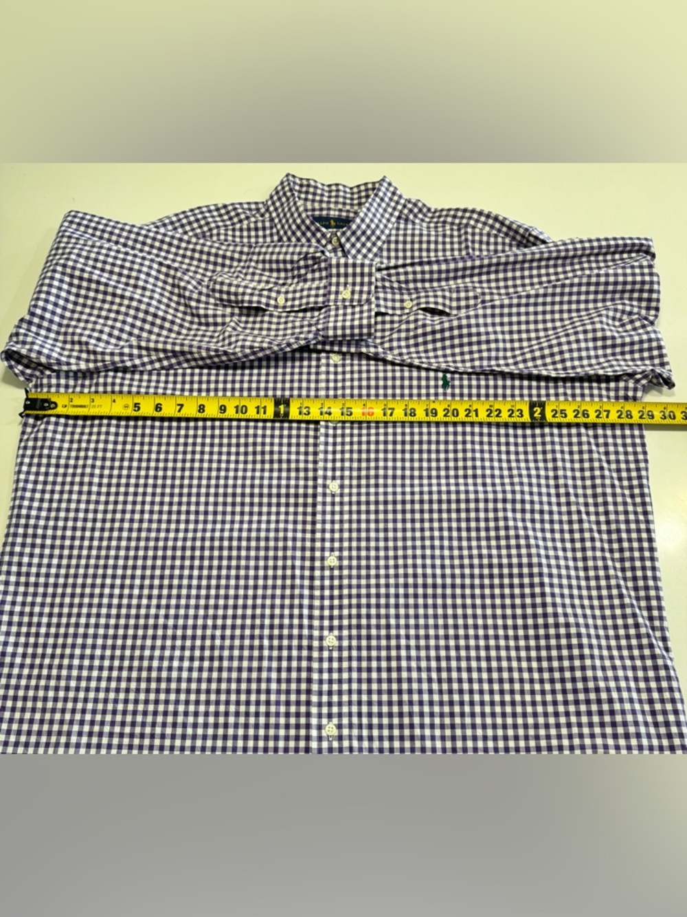 Ralph Lauren Shirt Men Size 2XB Big LS Button Up Classic Fit Gingham Purple Pony - Picture 7 of 9